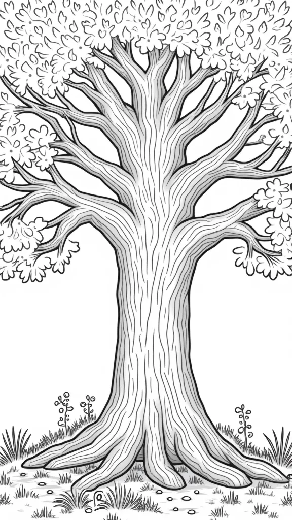 coloring pages oak tree